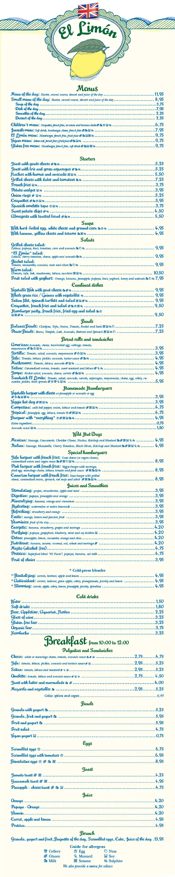 Carta El Limón Inglés